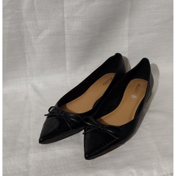 Shoes - Aldo Shoes Women's 8 Black Ballet Flats Pointed Toe Bow Patent Leather